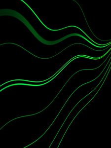 Preview wallpaper lines, wavy, green, black, glow