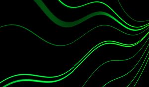 Preview wallpaper lines, wavy, green, black, glow