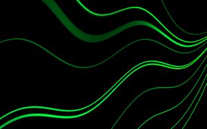 Preview wallpaper lines, wavy, green, black, glow