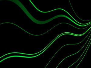 Preview wallpaper lines, wavy, green, black, glow