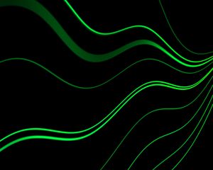 Preview wallpaper lines, wavy, green, black, glow