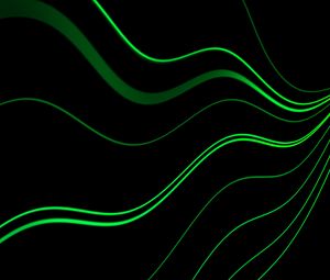 Preview wallpaper lines, wavy, green, black, glow