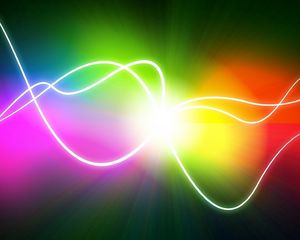 Preview wallpaper lines, wavy, light, color, rainbow, colorful