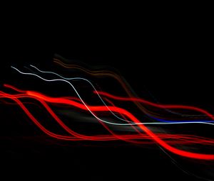 Preview wallpaper lines, wavy, neon, freezelight, black