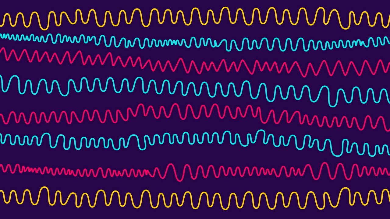 Wallpaper lines, wavy, patterns, multicolored