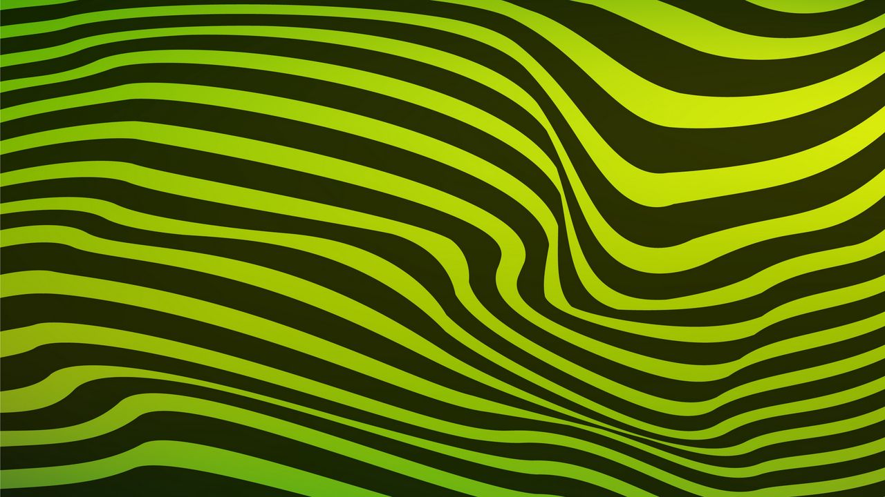 Wallpaper lines, wavy, stripes, black, green