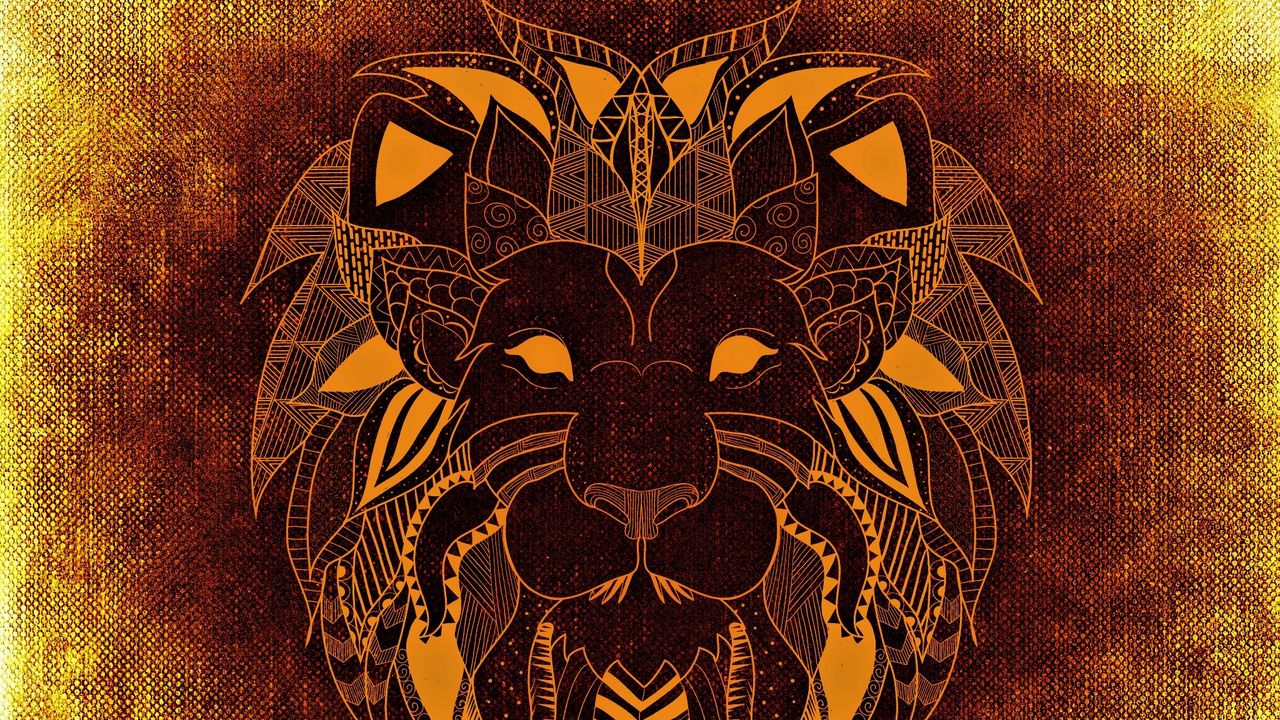 Wallpaper lion, art, patterned