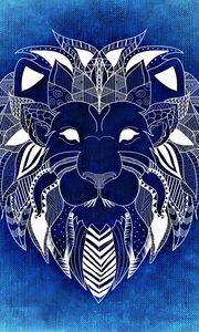 Preview wallpaper lion, art, patterns, blue, white