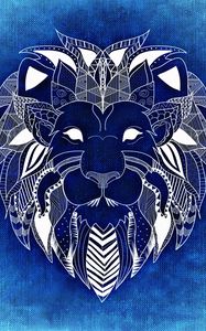 Preview wallpaper lion, art, patterns, blue, white