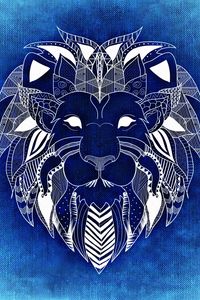 Preview wallpaper lion, art, patterns, blue, white