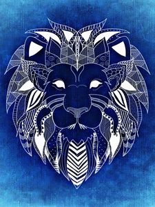 Preview wallpaper lion, art, patterns, blue, white