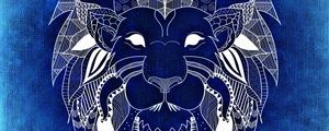 Preview wallpaper lion, art, patterns, blue, white