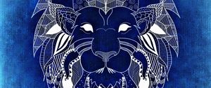 Preview wallpaper lion, art, patterns, blue, white
