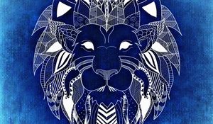 Preview wallpaper lion, art, patterns, blue, white