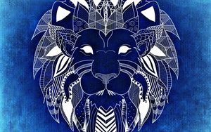 Preview wallpaper lion, art, patterns, blue, white