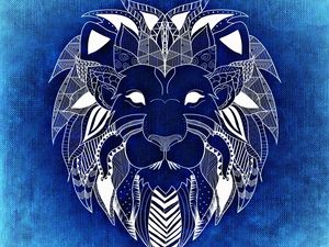 Preview wallpaper lion, art, patterns, blue, white
