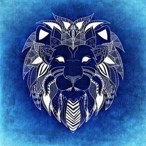 Preview wallpaper lion, art, patterns, blue, white