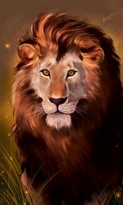 Preview wallpaper lion, art, predator, glance, king of beasts