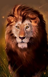 Preview wallpaper lion, art, predator, glance, king of beasts