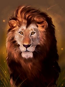 Preview wallpaper lion, art, predator, glance, king of beasts