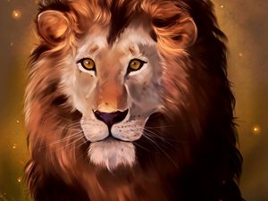 Preview wallpaper lion, art, predator, glance, king of beasts