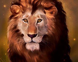 Preview wallpaper lion, art, predator, glance, king of beasts