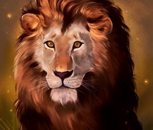 Preview wallpaper lion, art, predator, glance, king of beasts
