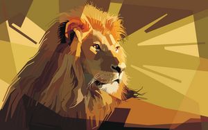Preview wallpaper lion, art, vector, lines, stripes