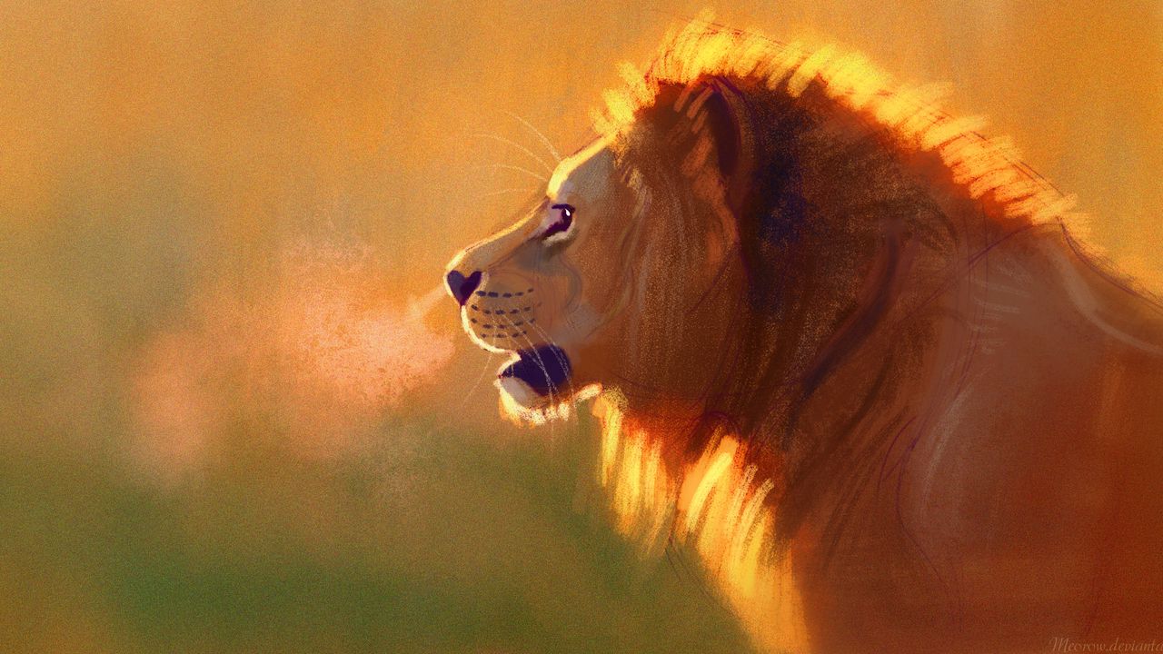 Wallpaper lion, big cat, king of beasts, wildlife, art