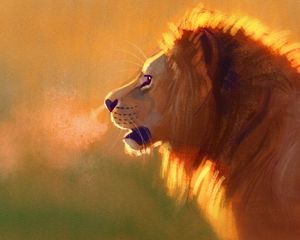 Preview wallpaper lion, big cat, king of beasts, wildlife, art