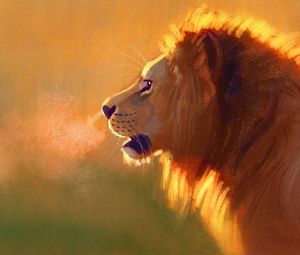 Preview wallpaper lion, big cat, king of beasts, wildlife, art