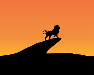 Preview wallpaper lion, cliff, silhouette, art