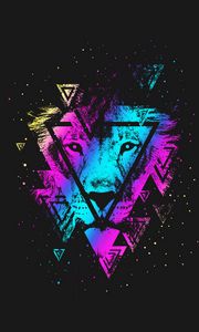 Preview wallpaper lion, colorful, triangle, art, muzzle