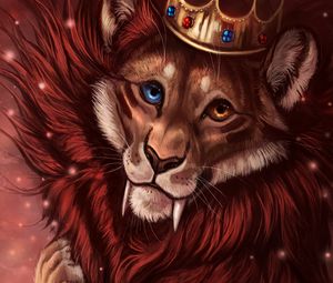 Preview wallpaper lion, crown, art, king of beasts, king
