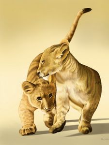 Preview wallpaper lion, cubs, friendship, art