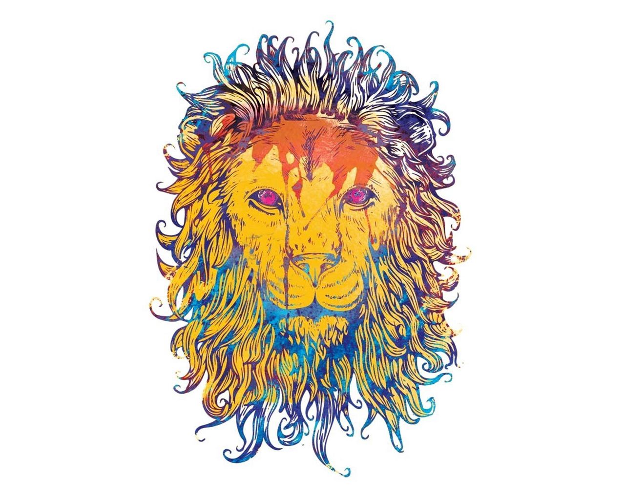 Download wallpaper 1280x1024 lion, drawing, colorful, king, king ...