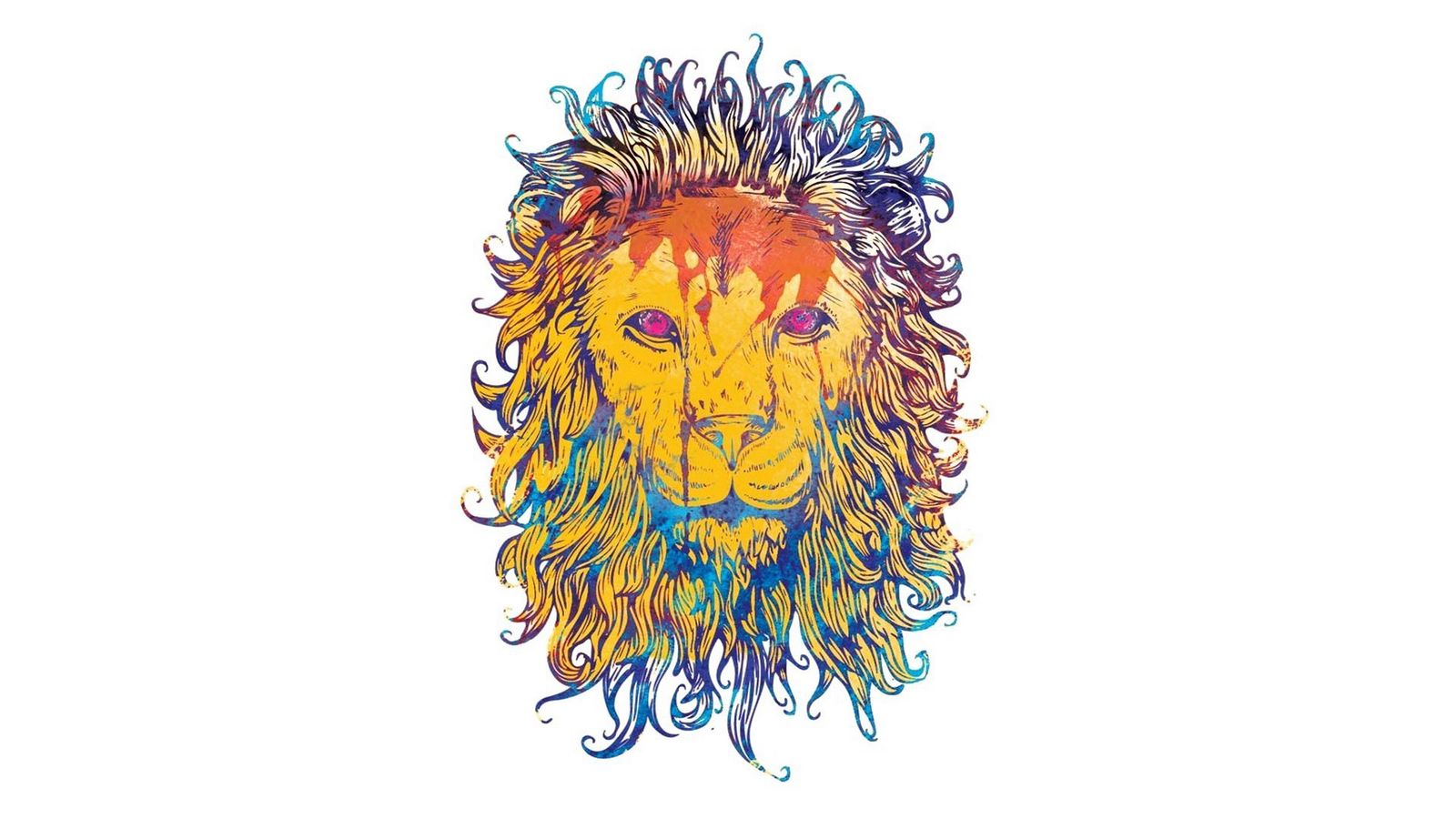 Download wallpaper 1600x900 lion, drawing, colorful, king, king of ...