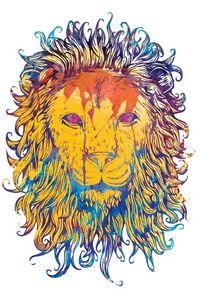 Preview wallpaper lion, drawing, colorful, king, king of beasts