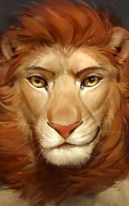 Preview wallpaper lion, face, mane, cute, art