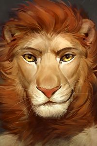 Preview wallpaper lion, face, mane, cute, art