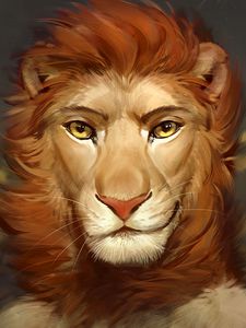 Preview wallpaper lion, face, mane, cute, art