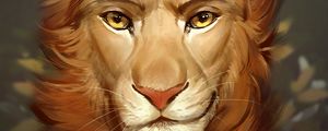 Preview wallpaper lion, face, mane, cute, art