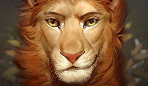 Preview wallpaper lion, face, mane, cute, art