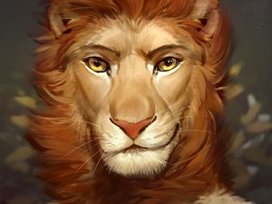 Preview wallpaper lion, face, mane, cute, art