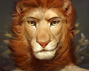 Preview wallpaper lion, face, mane, cute, art