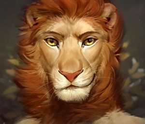 Preview wallpaper lion, face, mane, cute, art