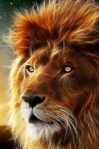 Preview wallpaper lion, face, mane, king of beasts, abstraction