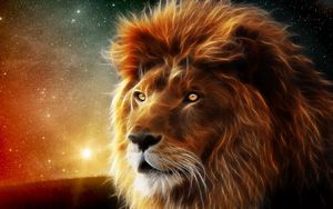 Preview wallpaper lion, face, mane, king of beasts, abstraction