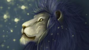 Preview wallpaper lion, glance, grass, glare