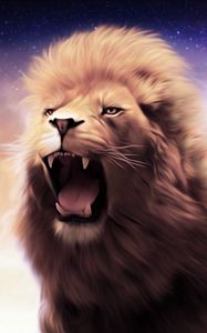 Preview wallpaper lion, grin, art, mane
